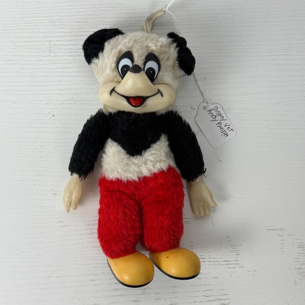 1982 Andy Panda Walter Lantz Plush Doll Rubber Face Red Pants 13" Rare Vintage